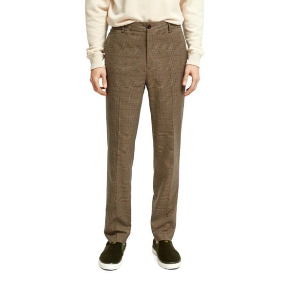 Scotch & Soda Men's Taupe Check Slim Tapered Fit Chino Pants Size 30/32 - Picture 1 of 12